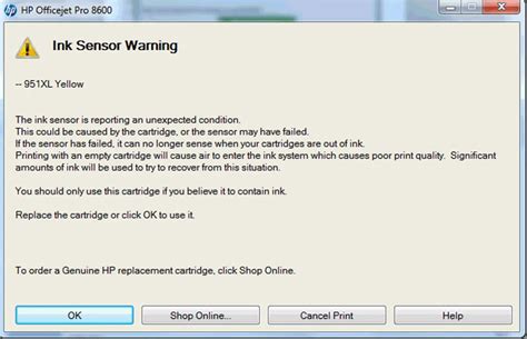 What Does Ink Sensor Warning Mean
