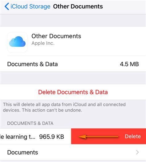 what does it mean to delete data from icloud