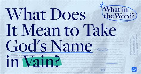 What Does It Mean To Put God's Name In Vain