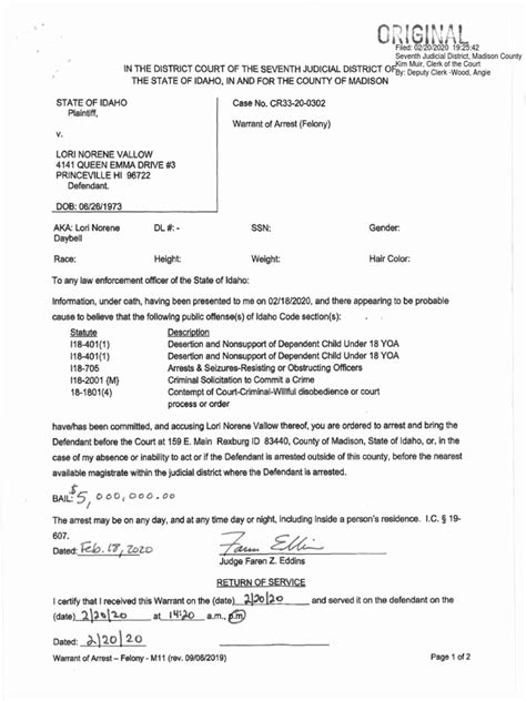 what does it mean when a warrant is returned