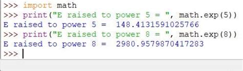 what does math exp do in python