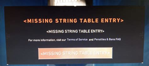 What Does Missing String Table Entry Mean