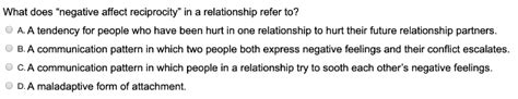 what does negative affect reciprocity in a relationship refer to