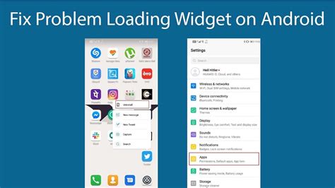 what does problem loading widget mean on android