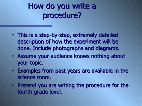 what does procedure mean in science examples