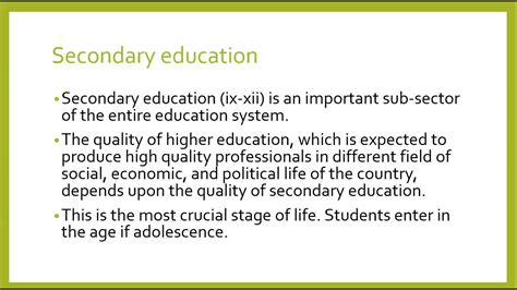 what does secondary school include