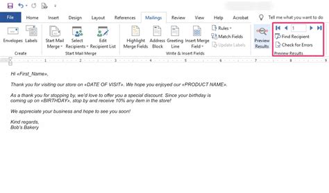 what does send records mean in mail merge