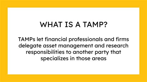 what does tamp mean in finance