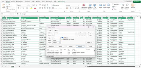 what does the 'find and replace' feature in excel allows users to do
