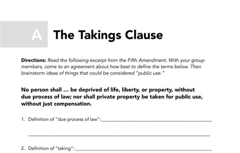 what does the fifth amendment's takings clause reference quizlet