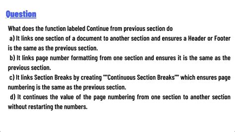 what does the function labeled continue from previous section