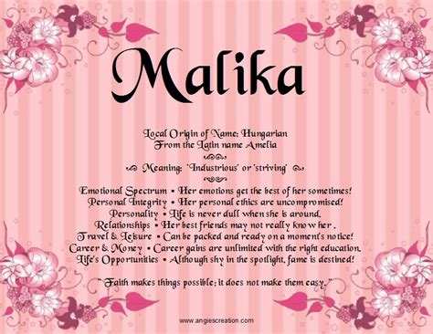 what does the name malika mean