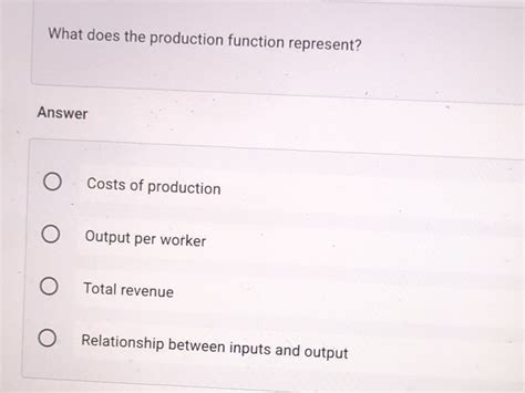 what does the production function represent