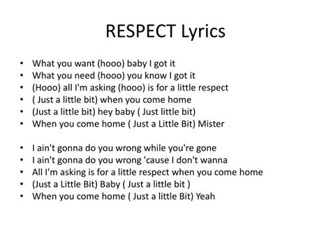 what does the song respect mean