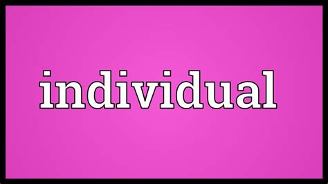 what does the word individual mean