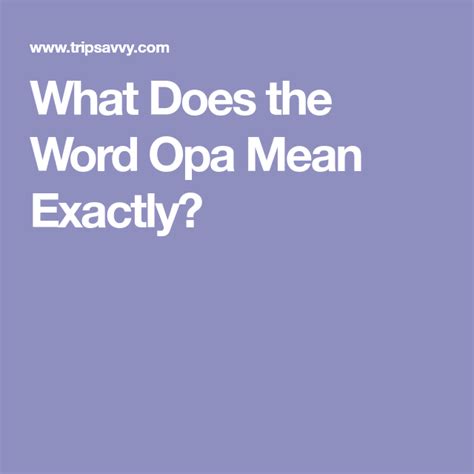 what does the word opa mean