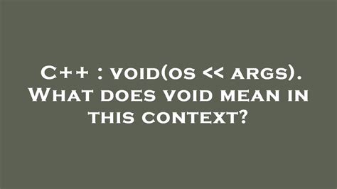 what does void mean in coding
