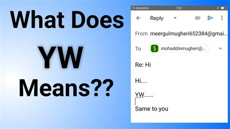 what does yw mean in text message