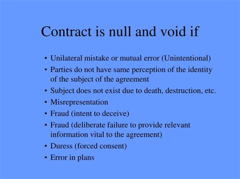 what grounds make a contract null and void