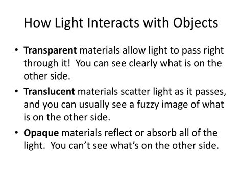 What Happens When Light Interacts With An Object