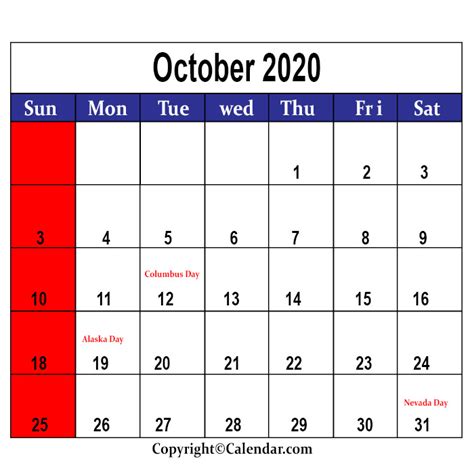 what holiday is today 2020 october