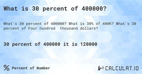 what is 30 percent of 400k