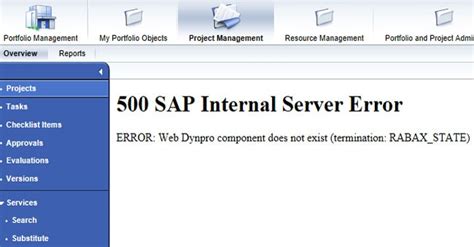 what is 500 internal server error in sap