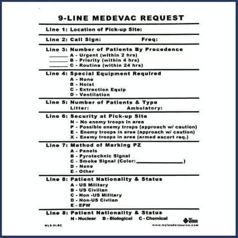 what is a 9 line medevac