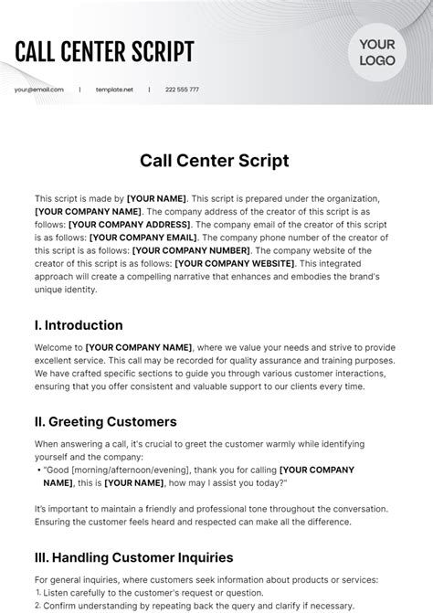 what is a call center script