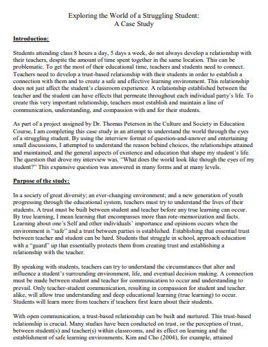 what is a case study in education example