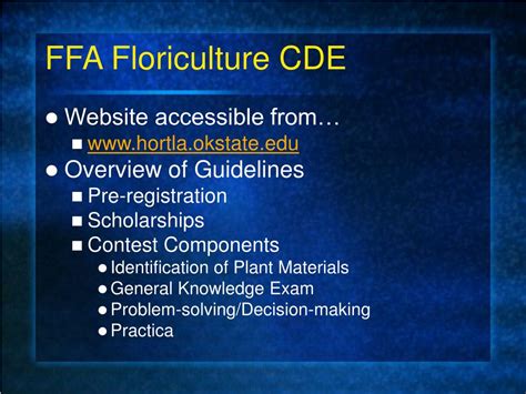 what is a cde in ffa examples