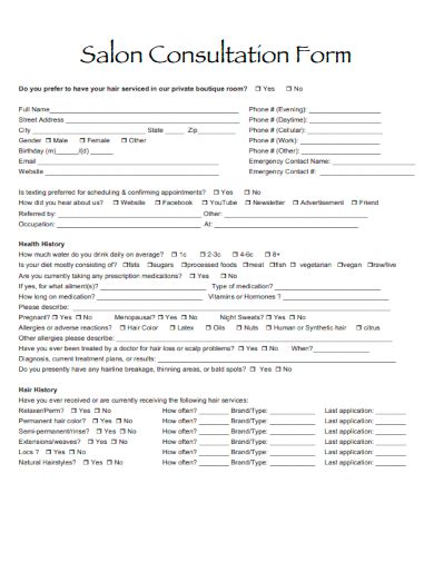 what is a client consultation form used for