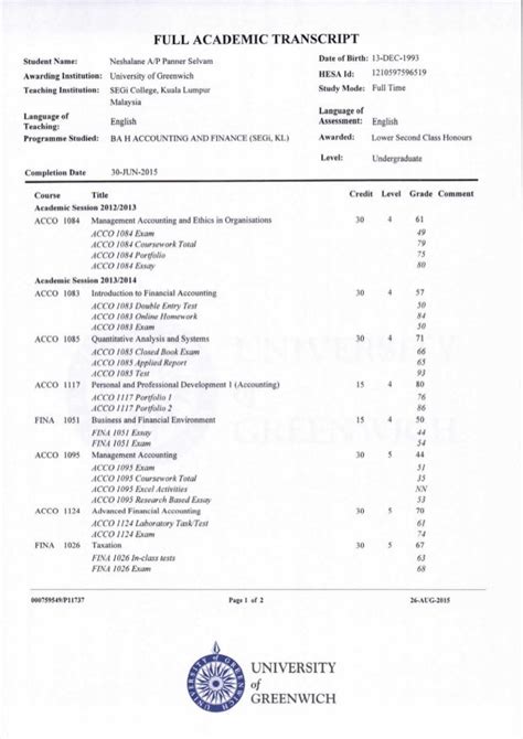 what is a complete academic transcript