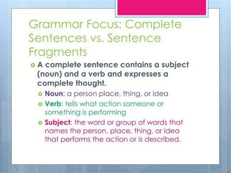 what is a complete sentence vs fragment