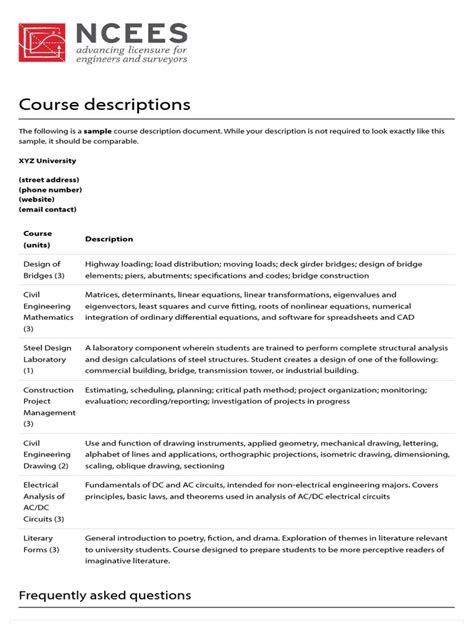 what is a course description sample