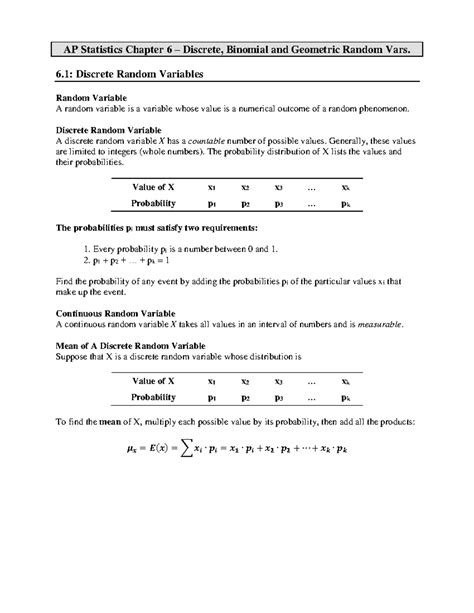 what is a discrete variable in ap statistics