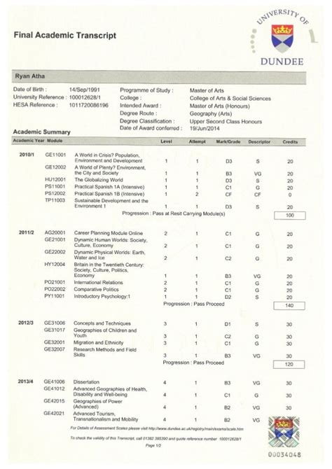 what is a final academic transcript