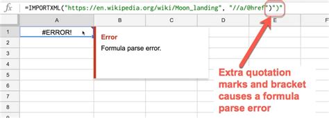 what is a formula parse error in excel