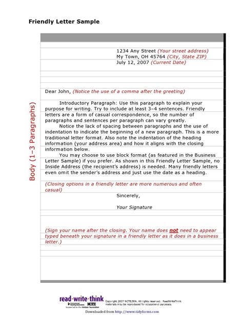 What Is A Friendly Letter Example