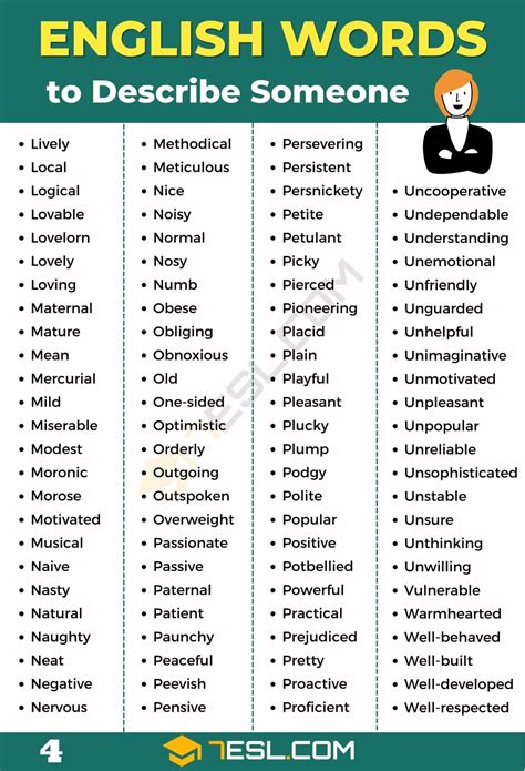 what is a good words to describe someone