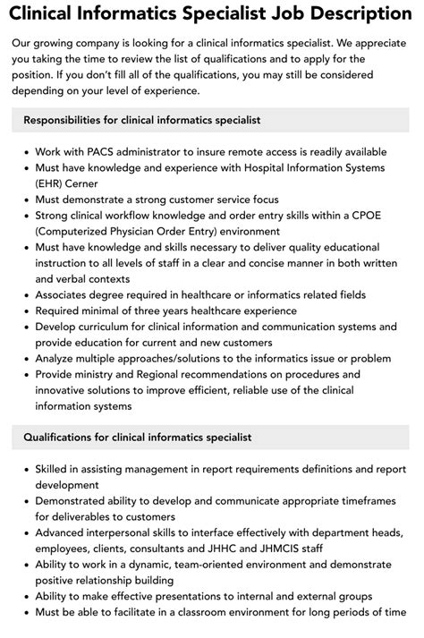 what is a informatics specialist