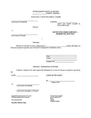 what is a motion for default in an eviction