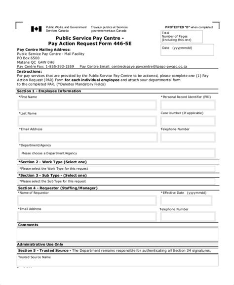 what is a pay action request form