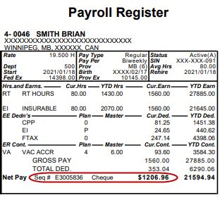 what is a payment sequence number example