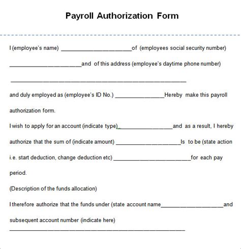 what is a payroll authorization form