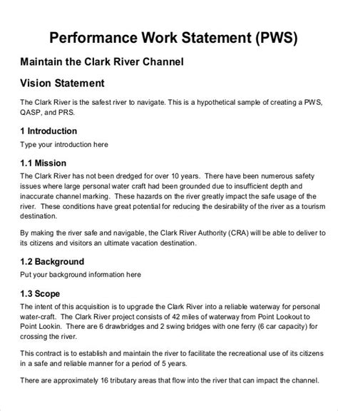 what is a performance work statement