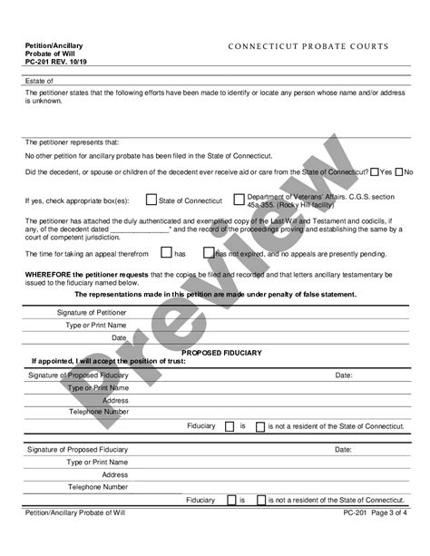 what is a probate application form
