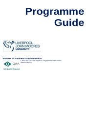 what is a programme code for masters of business administration