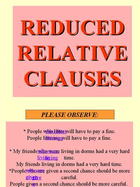 what is a reduced relative clause