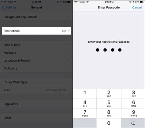 what is a restrictions passcode iphone